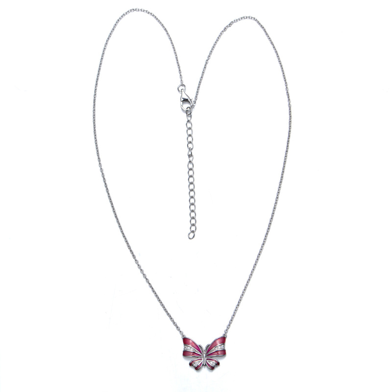 pink enamel butterfly necklace