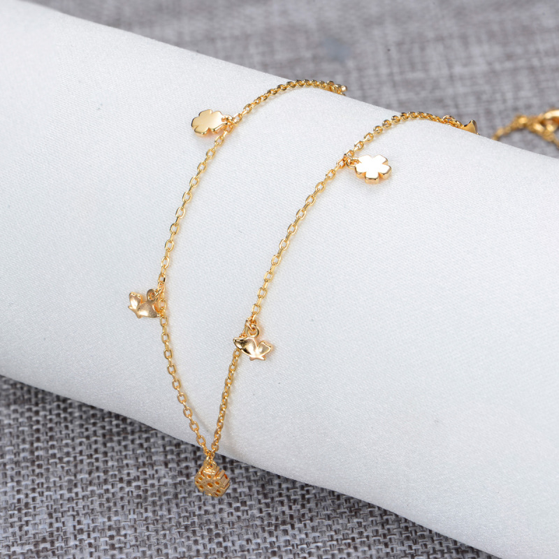 Champagne golden butterfly and flower necklace