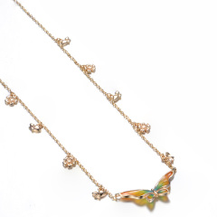 colorful gradient butterfly asymmetrical necklace