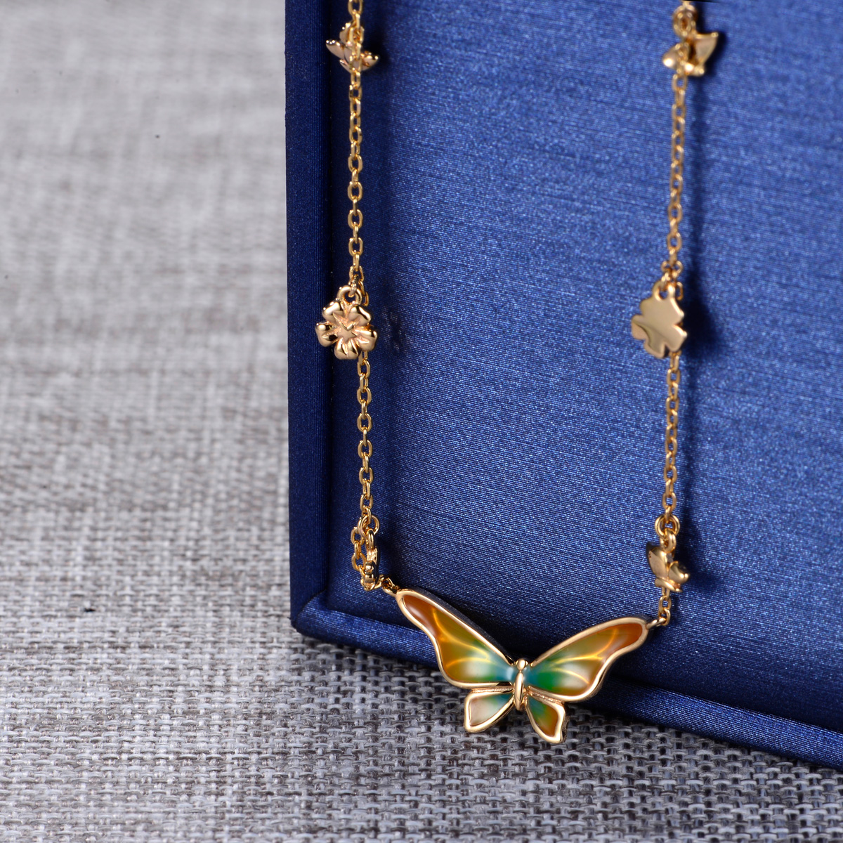colorful gradient butterfly asymmetrical necklace