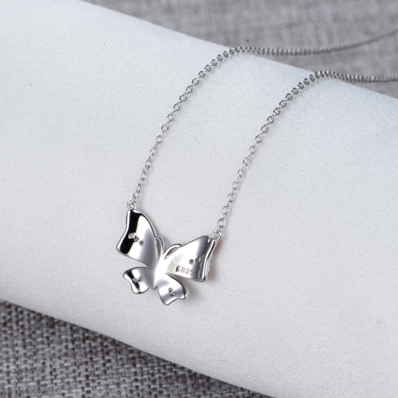 pink enamel butterfly necklace