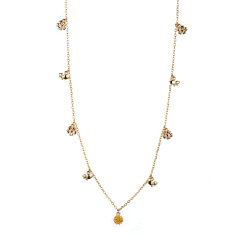 Champagne golden butterfly and flower necklace