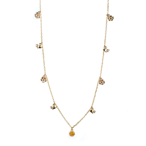 Champagne golden butterfly and flower necklace