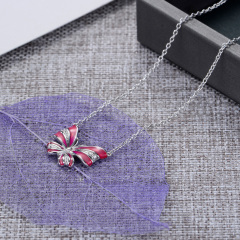 pink enamel butterfly necklace
