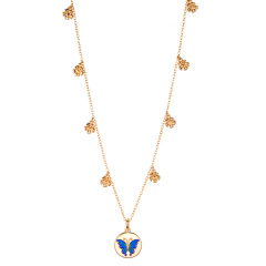 Champagne golden butterfly enamel necklace