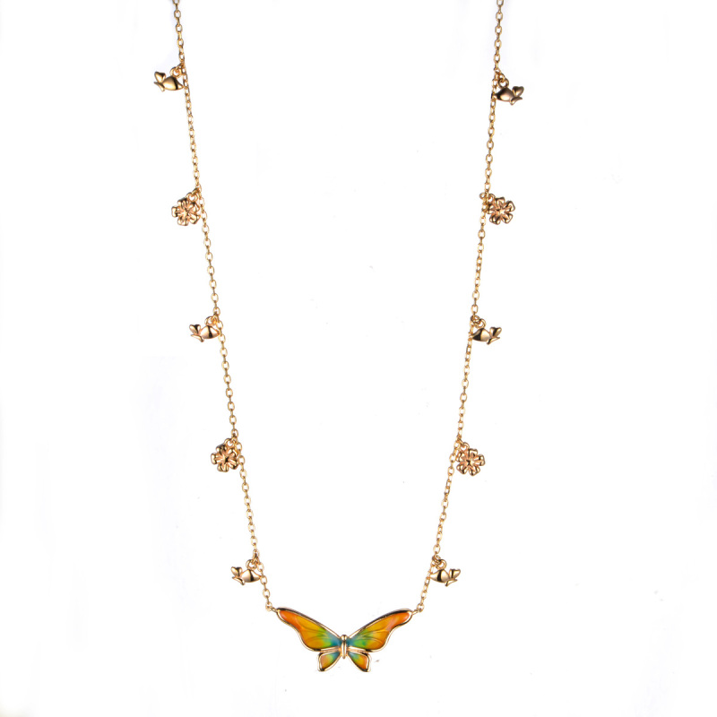 colorful gradient butterfly asymmetrical necklace