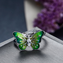Enamel colorful butterfly ring