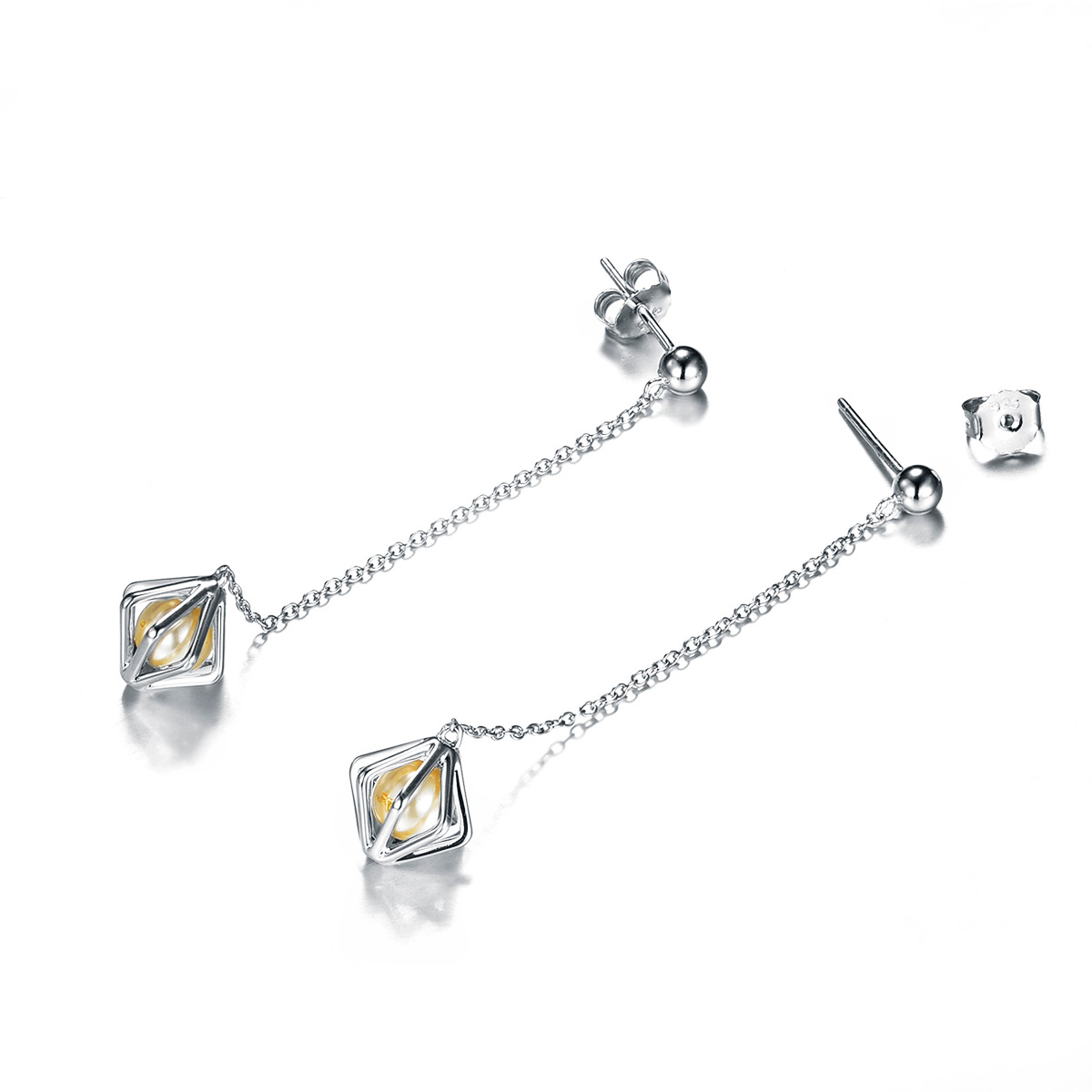 Pearl long studs earrings