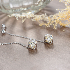 Pearl long studs earrings