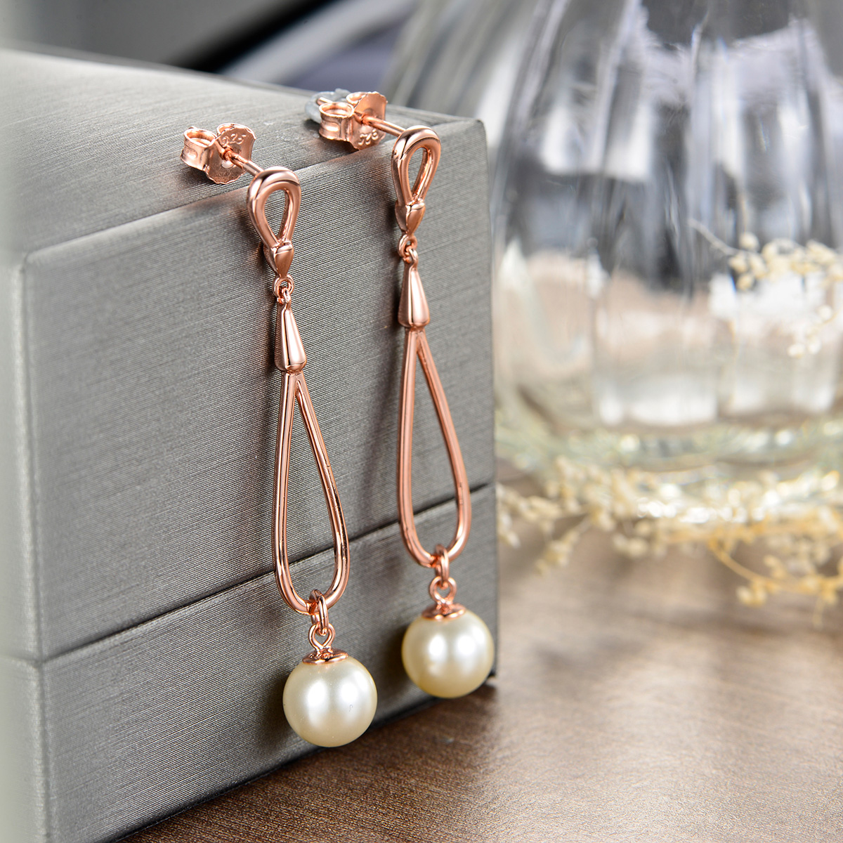 Pearl long studs earrings