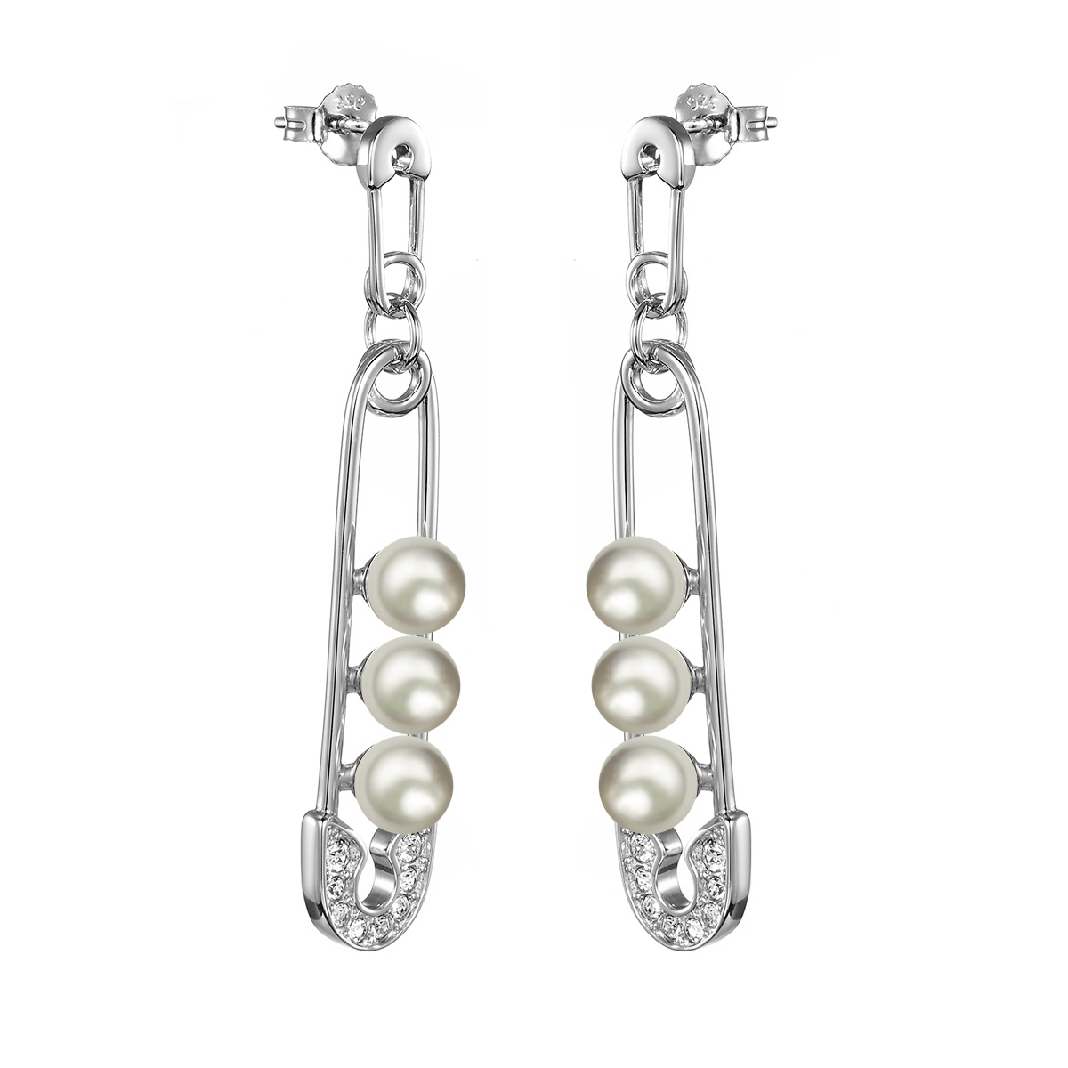 Pearl clip office lady studs earrings