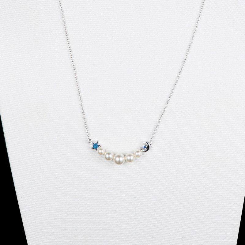 Pearl Star and Moon Necklace
