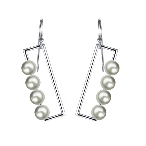 Pearl geometry hook earrings
