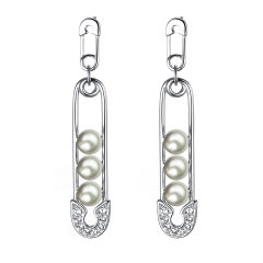 Pearl clip office lady studs earrings