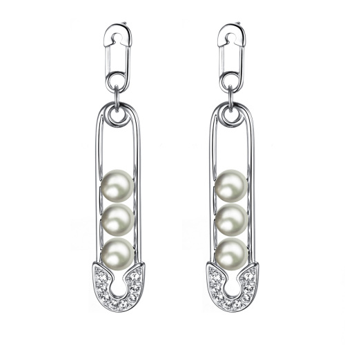 Pearl clip office lady studs earrings