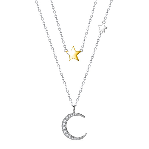moon and star double necklace
