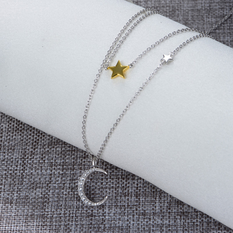 moon and star double necklace