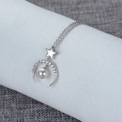 star and moon pearl necklace