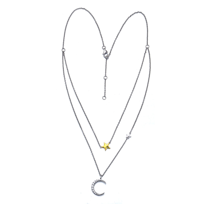 moon and star double necklace