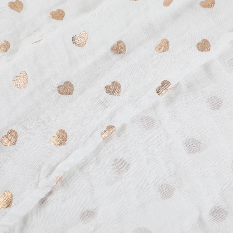 Luxury Gold Heart Muslin Blanket Metallic Muslin Swaddle