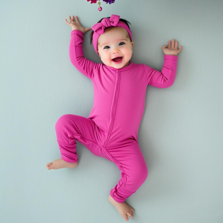 Custom Bamboo Zipper Baby Pajamas Newborn Baby Clothes