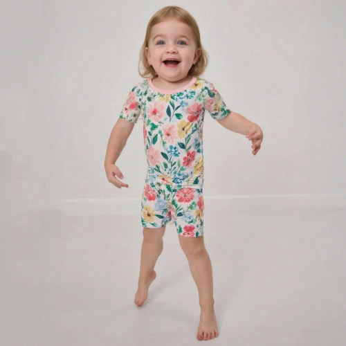 Custom Short Sleeves Bamboo Kids Pajama Set