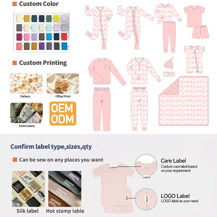 Custom Causal Long Sleeves Kids Bamboo Pajamas