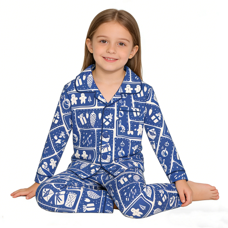 Custom Causal Bamboo Long Sleeves Kids Pajamas Set