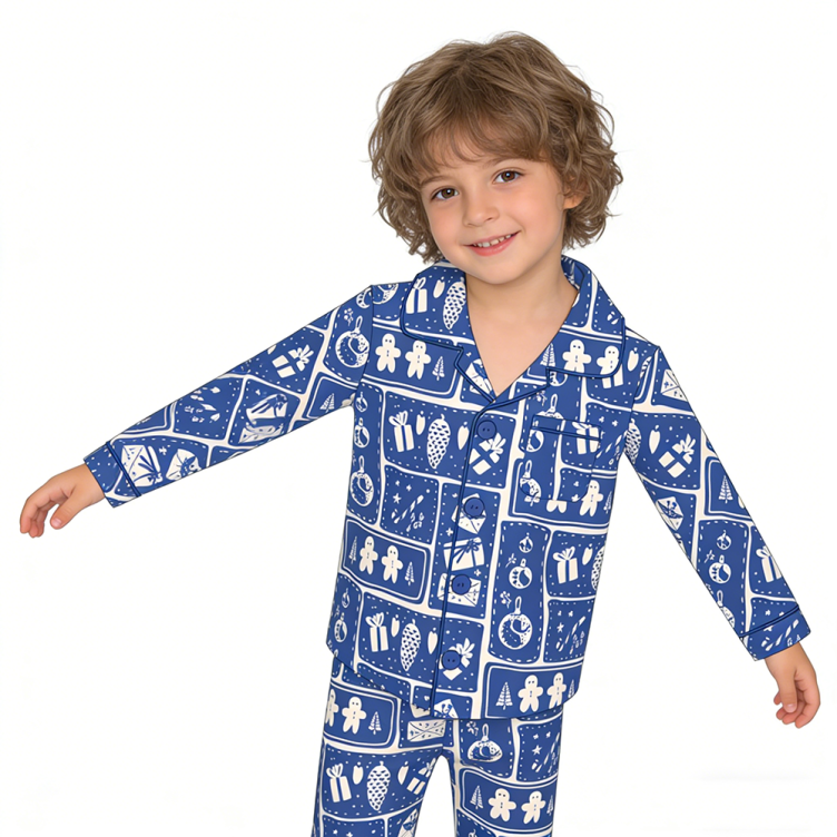 Custom Causal Bamboo Long Sleeves Kids Pajamas Set