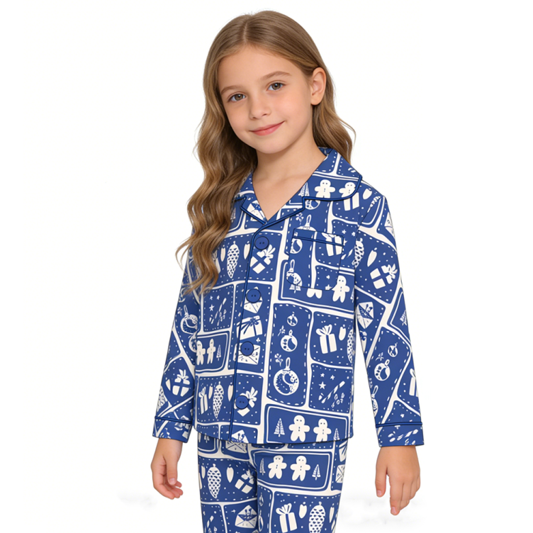 Custom Causal Bamboo Long Sleeves Kids Pajamas Set