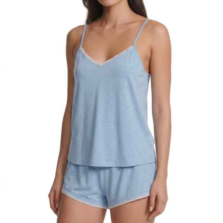 Bamboo Cami & Shortie Short PJ Set OEM&ODM Lace Trim Camisole Pajamas