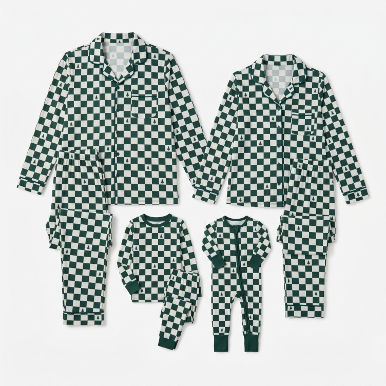 Custom Print Christmas Bamboo Family Matching Pajamas