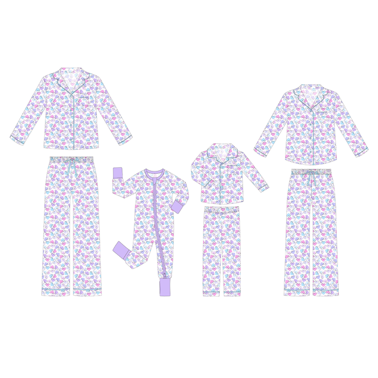Custom Pajamas Valentine Matching Bamboo Pajamas