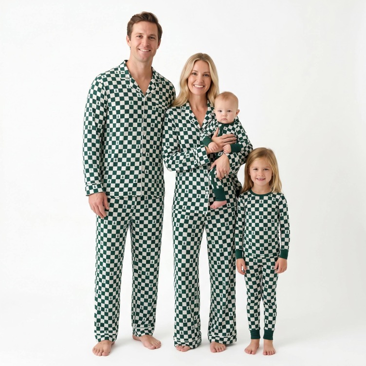 Custom Print Christmas Bamboo Family Matching Pajamas