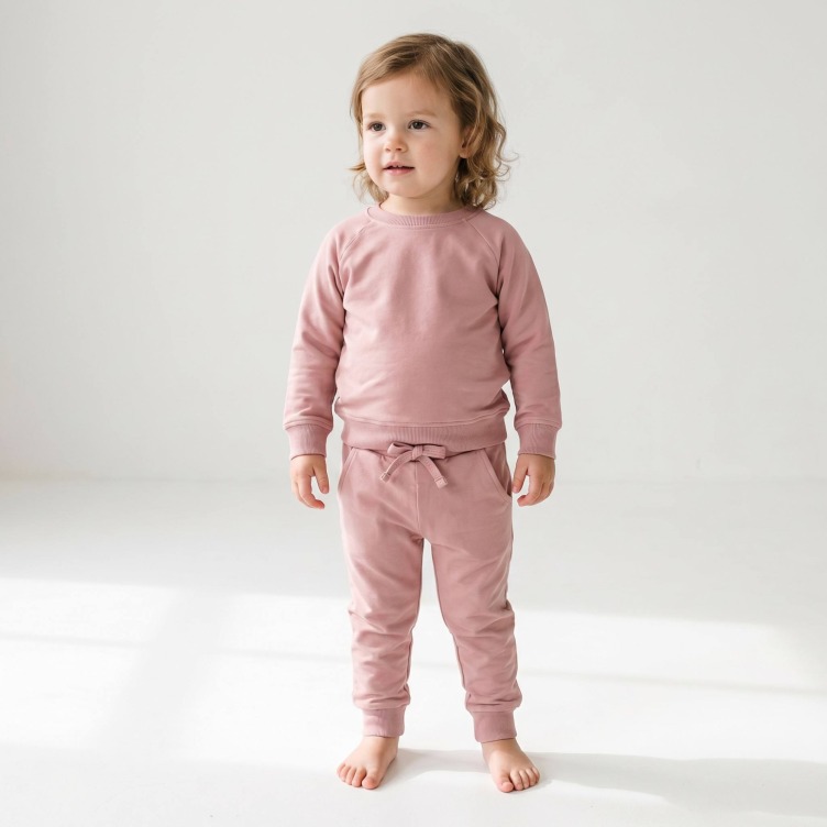 Custom Bamboo Cotton Kids Sweatshirt & Sweatpants Set 260gsm Sustainable Apparel Manufacturer