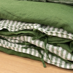 sage stripe linen duvet cover set