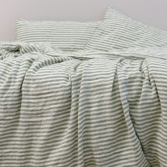 leaf strips linen duvet cover set