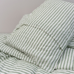 leaf strips linen duvet cover set