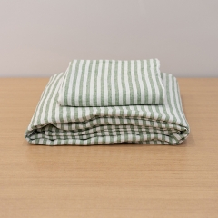 sage stripe linen duvet cover set