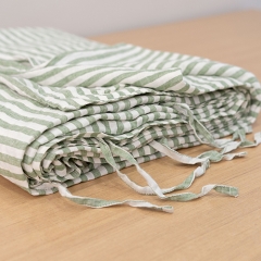 sage stripe linen duvet cover set