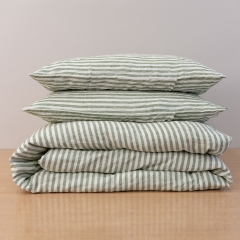 leaf strips linen duvet cover set