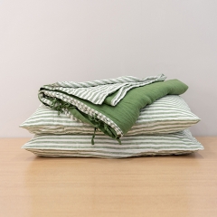 sage stripe linen duvet cover set