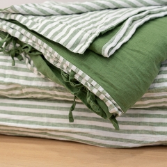 sage stripe linen duvet cover set