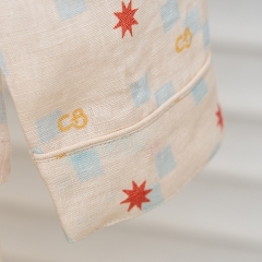 Peach wood summer sun printed kids linen top shirt