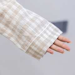 natural gingham women linen shirt pajamas set