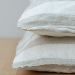 thick white stripe linen duvet cover set
