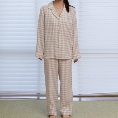 sugar gingham linen shirt pajamas set