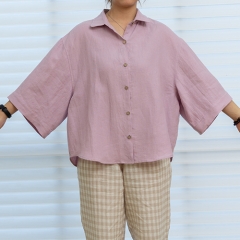 Light purple women linen shirt