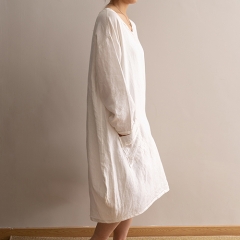 white v neck woman dress