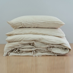 Sand field linen duvet cover set